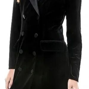 Elegant Women's Velvet Tuxedo Blazer Dress